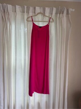 Bright Pink Slip Dress - Spaghetti Strap